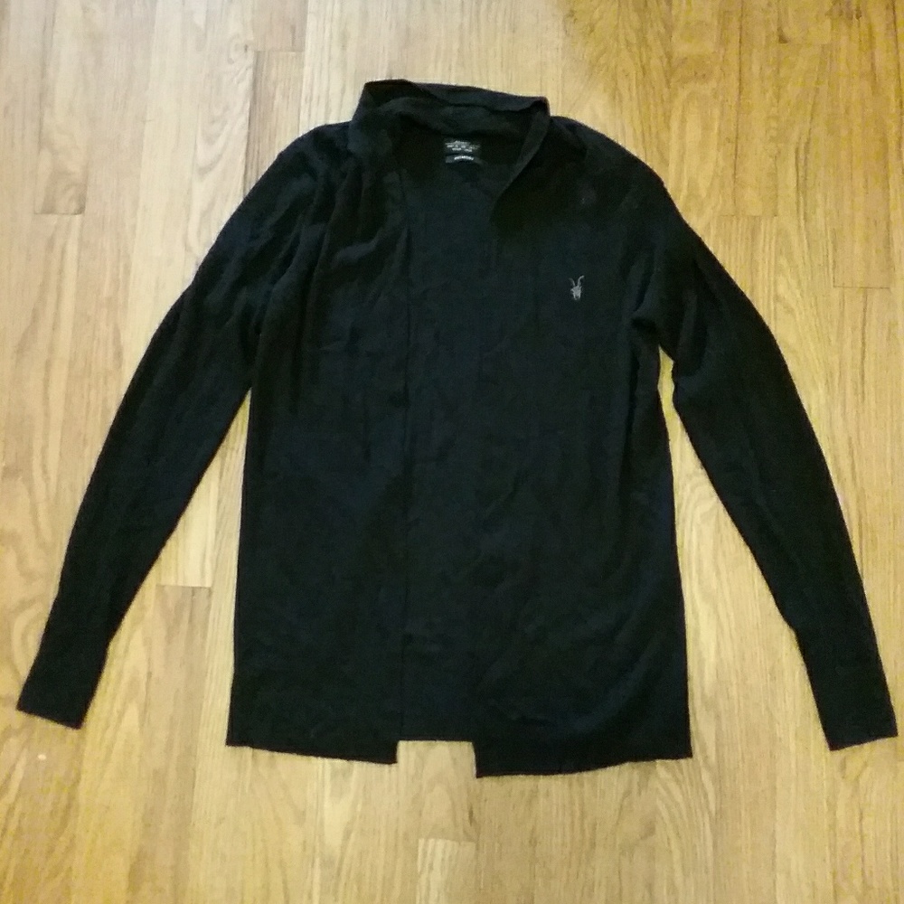All Saints Black Men's Cardigan Sweater